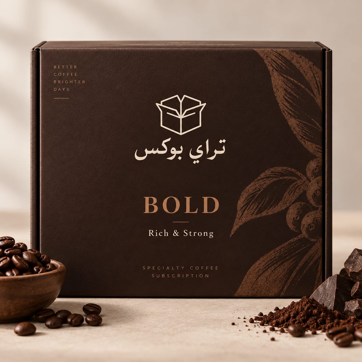 صندوق تراي بوكس بولد مع حبوب القهوة